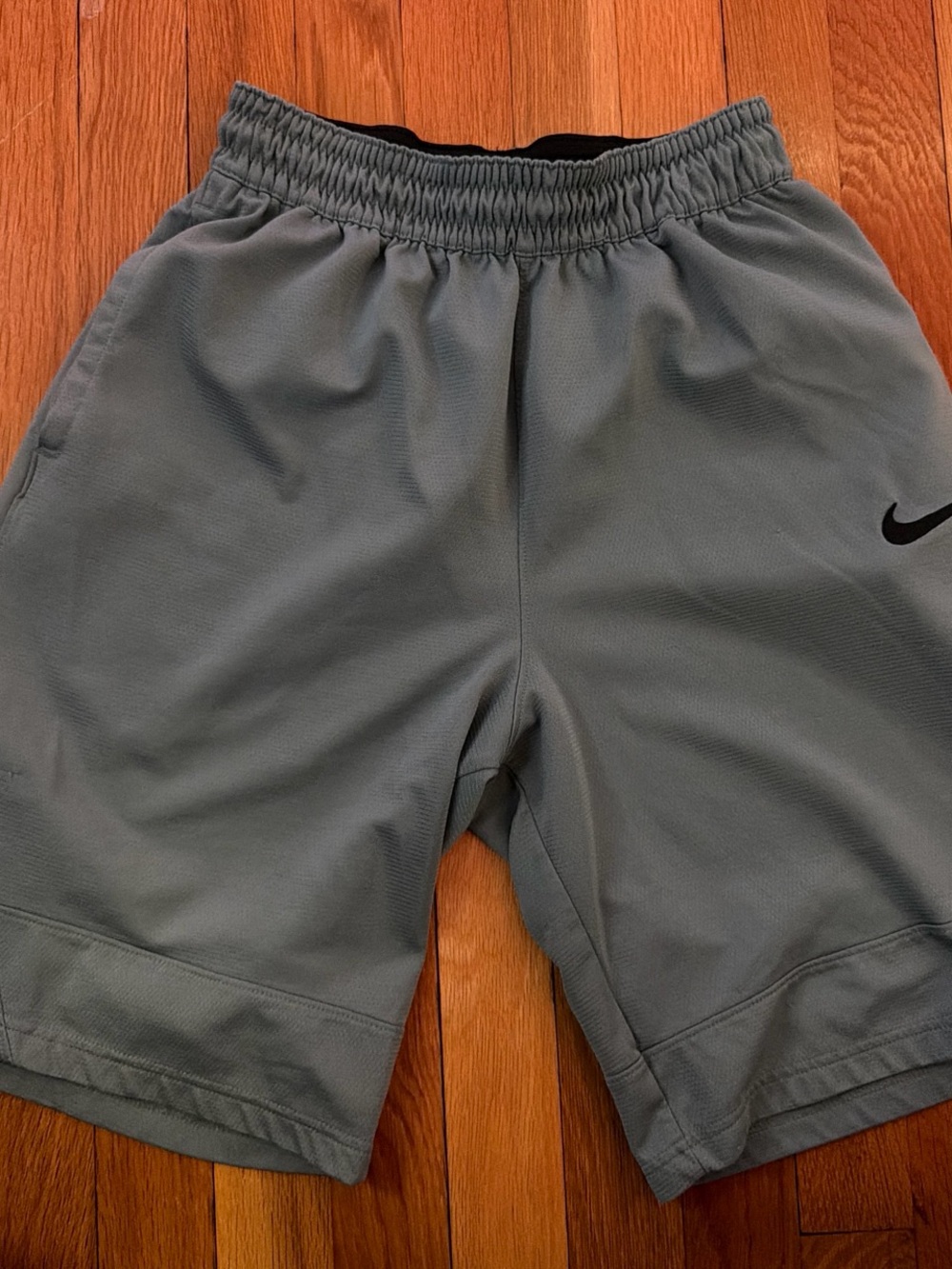 Nike Men's Slate Gray Athletic Shorts with Black Swoosh